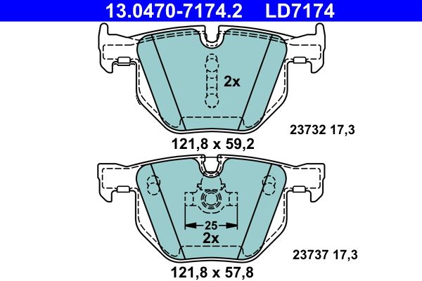 ATE 13.0470-7174.2 - Bremsbelagsatz, Scheibenbremse