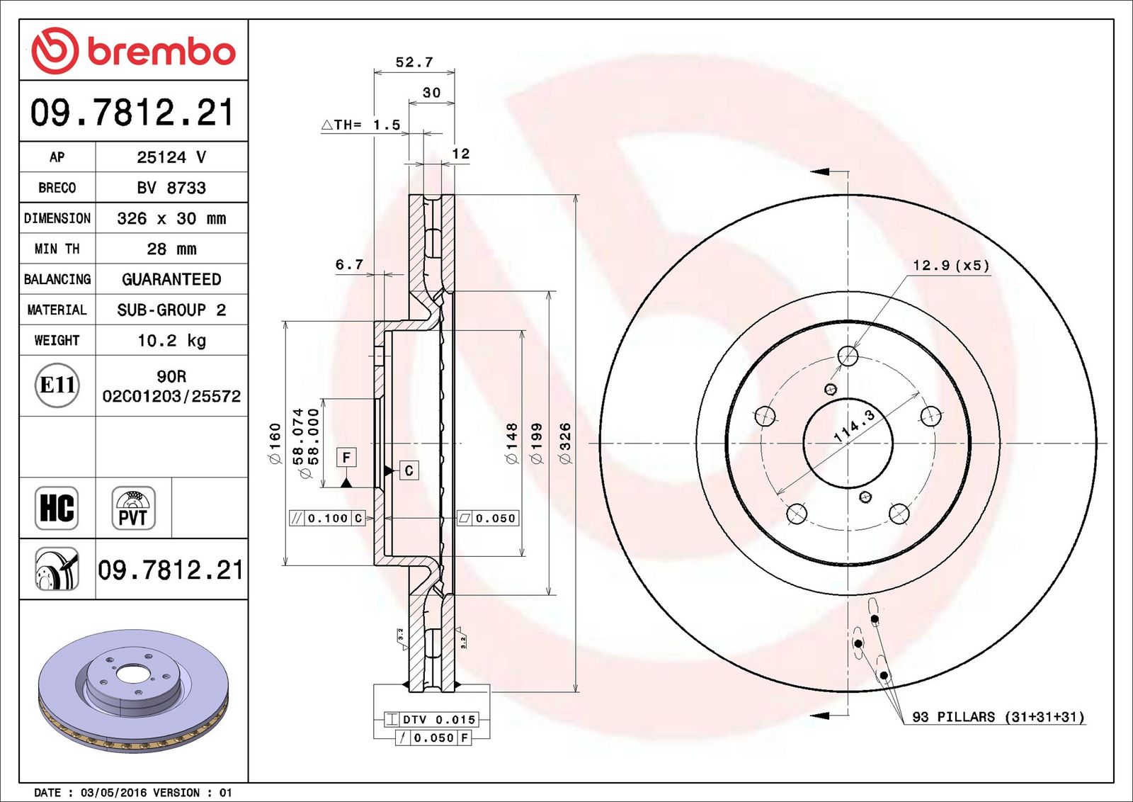BREMBO 09.7812.21 - Bremsscheibe