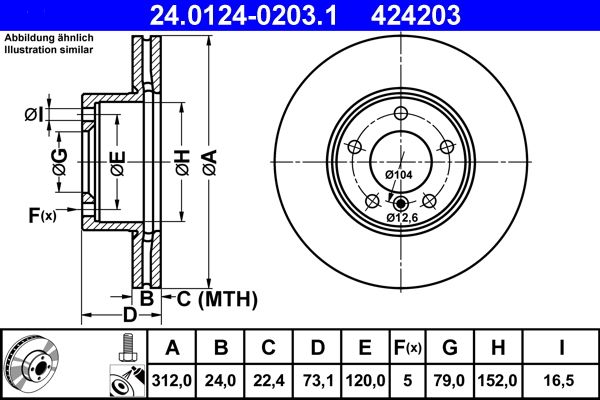 ATE 24.0124-0203.1 - Bremsscheibe
