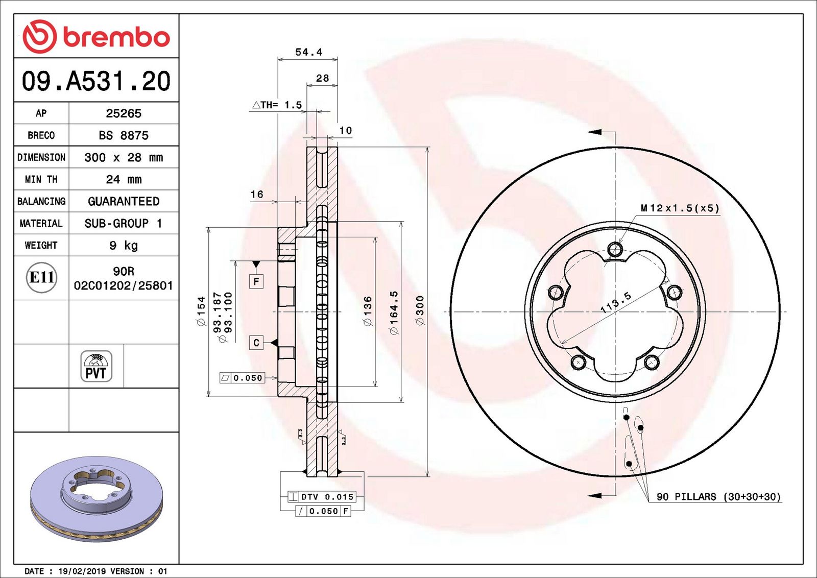 BREMBO 09.A531.20 - Bremsscheibe