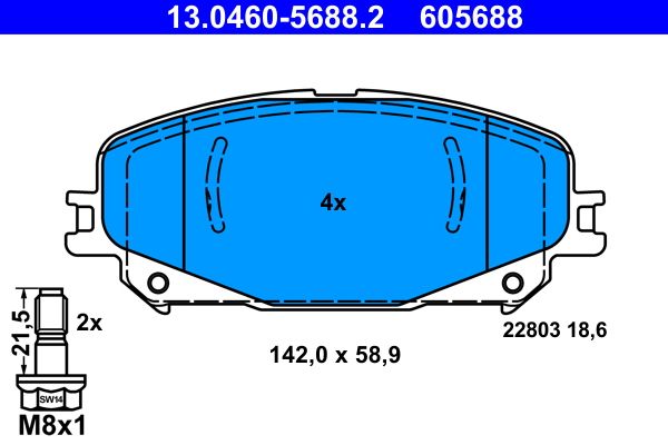 ATE 13.0460-5688.2 - Bremsbelagsatz, Scheibenbremse