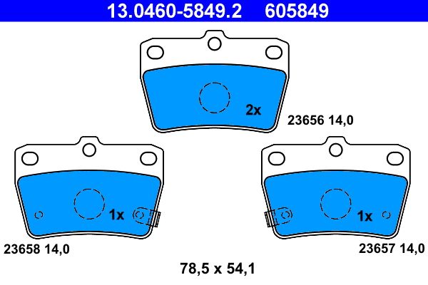 ATE 13.0460-5849.2 - Bremsbelagsatz, Scheibenbremse
