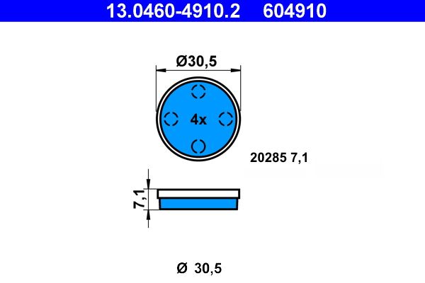 ATE 13.0460-4910.2 - Bremsbelagsatz, Scheibenbremse