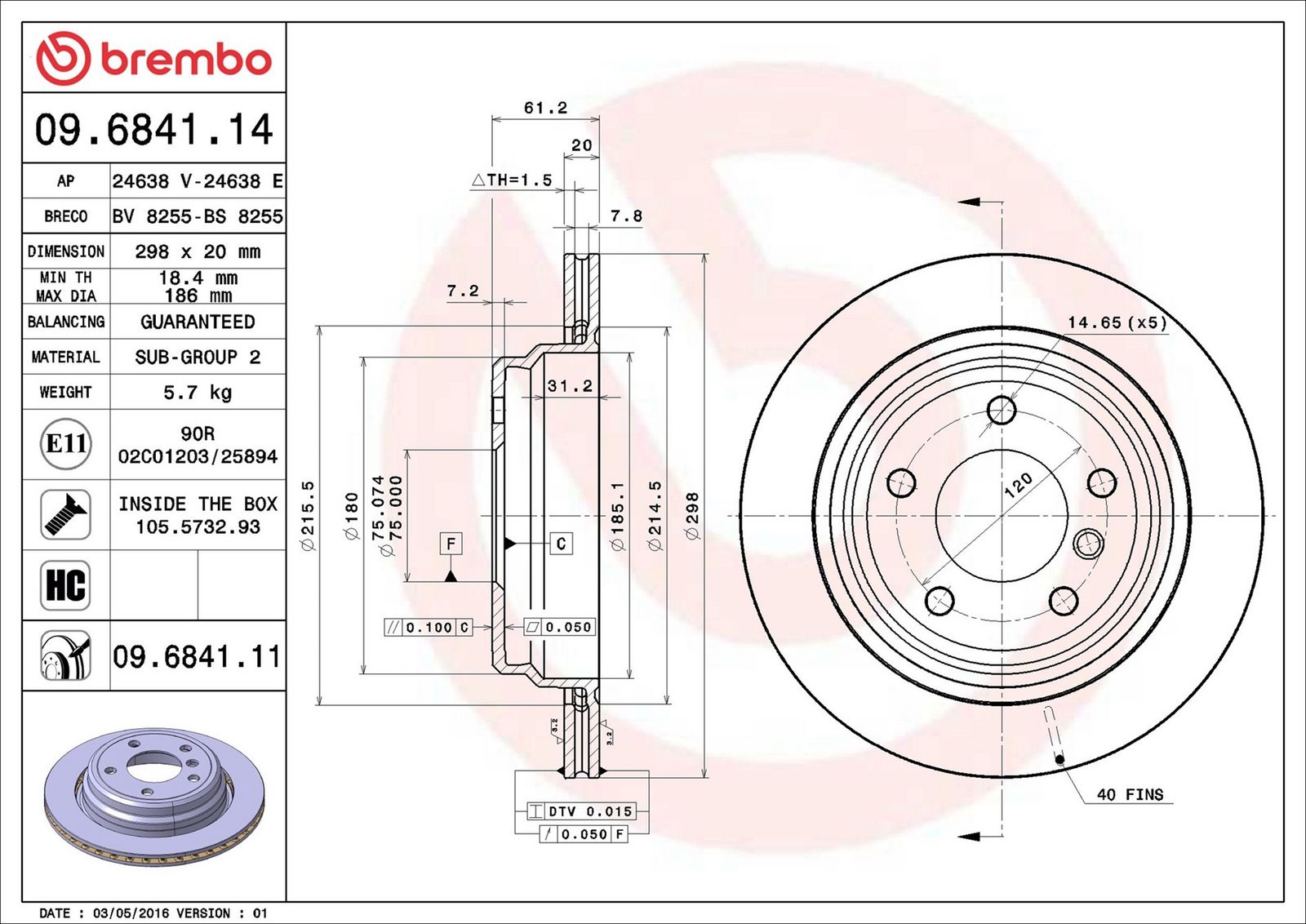 BREMBO 09.6841.11 - Bremsscheibe