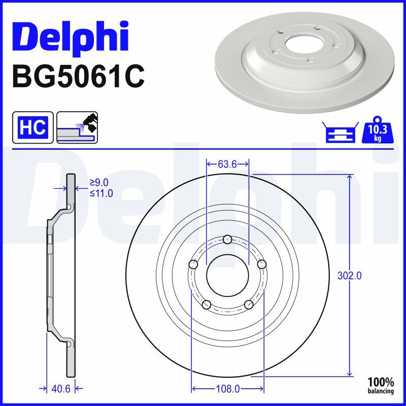 DELPHI BG5061C - Bremsscheibe