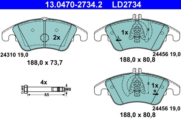 ATE 13.0470-2734.2 - Bremsbelagsatz, Scheibenbremse