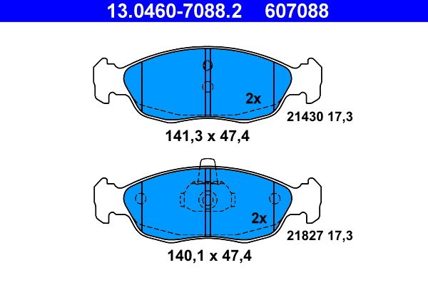 ATE 13.0460-7088.2 - Bremsbelagsatz, Scheibenbremse