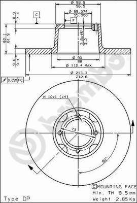 BREMBO 08.4334.10 - Bremsscheibe