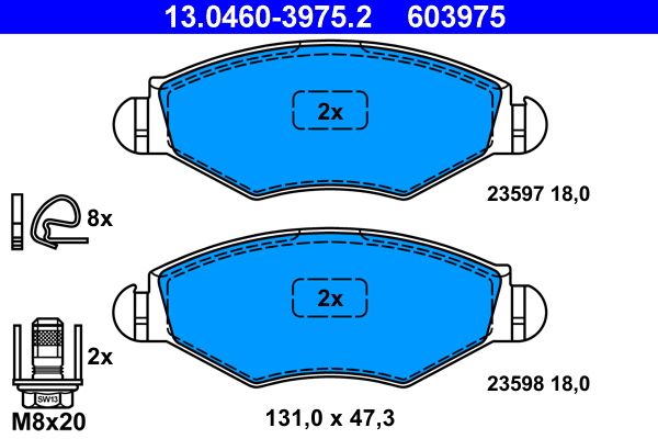 ATE 13.0460-3975.2 - Bremsbelagsatz, Scheibenbremse