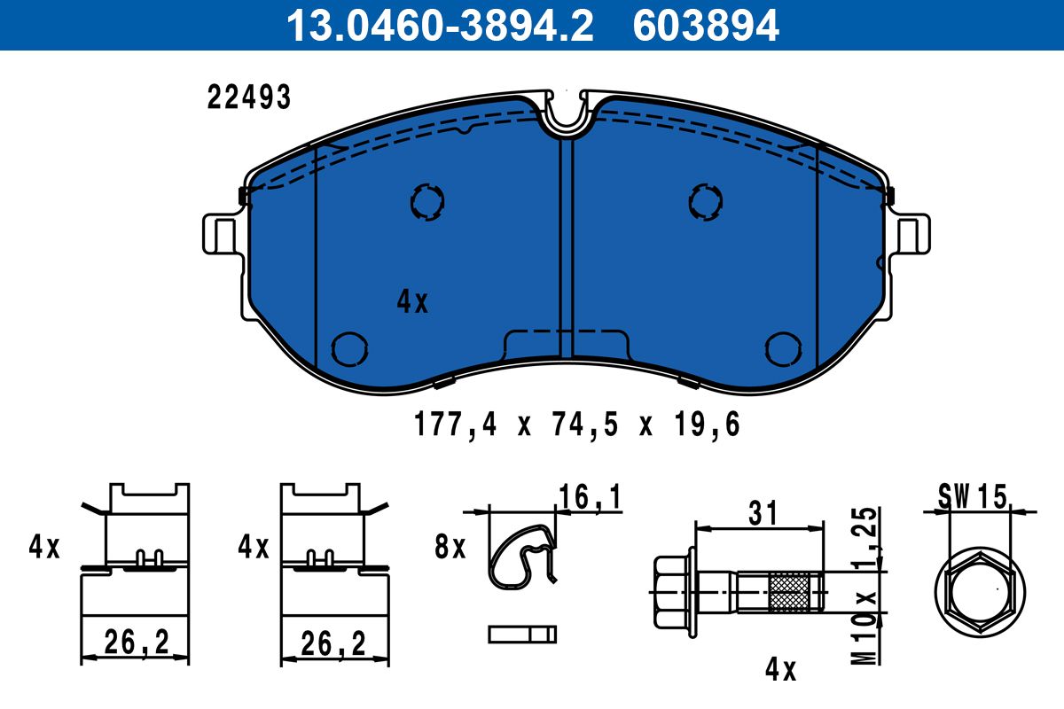 ATE 13.0460-3894.2 - Bremsbelagsatz, Scheibenbremse