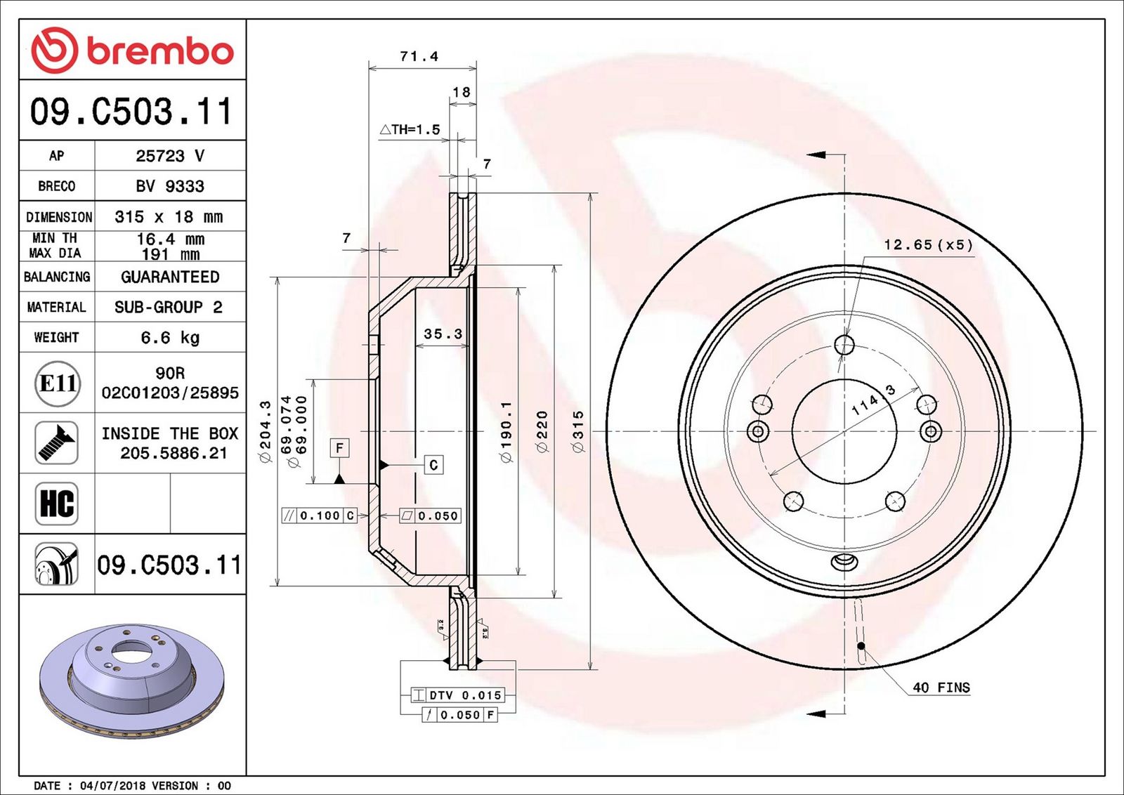 BREMBO 09.C503.11 - Bremsscheibe