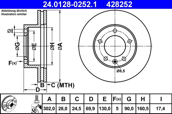 ATE 24.0128-0252.1 - Bremsscheibe