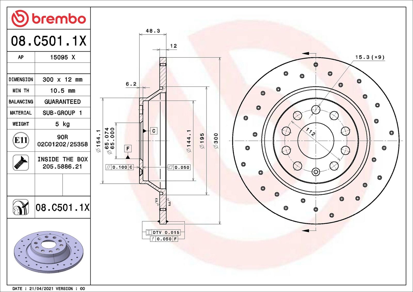 BREMBO 08.C501.1X - Bremsscheibe
