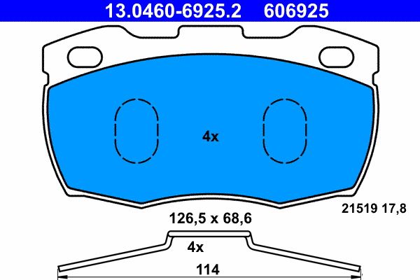 ATE 13.0460-6925.2 - Bremsbelagsatz, Scheibenbremse