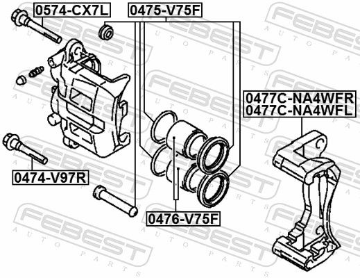 FEBEST 0477C-NA4WFL - Bremssattelhaltersatz