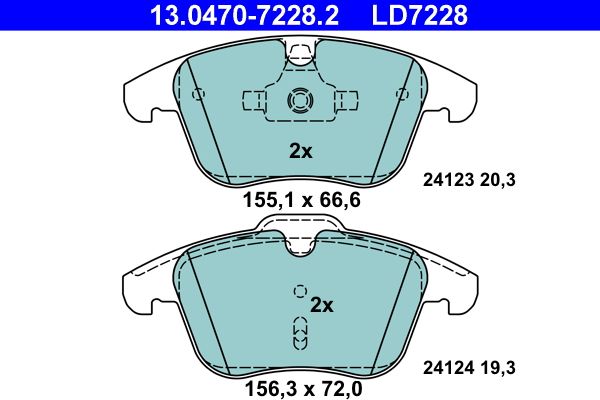 ATE 13.0470-7228.2 - Bremsbelagsatz, Scheibenbremse