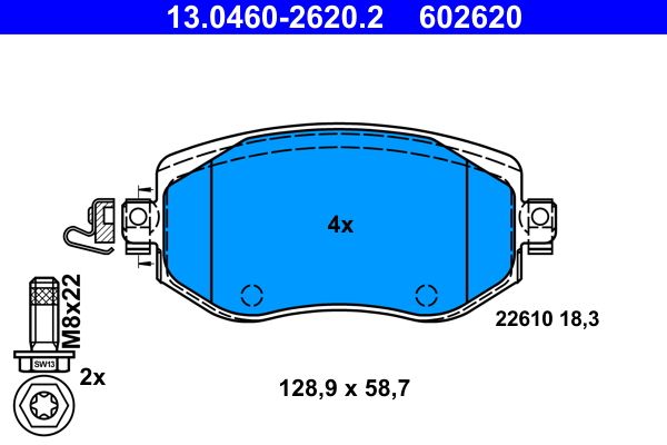 ATE 13.0460-2620.2 - Bremsbelagsatz, Scheibenbremse