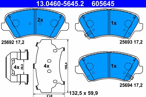 ATE 13.0460-5645.2 - Bremsbelagsatz, Scheibenbremse