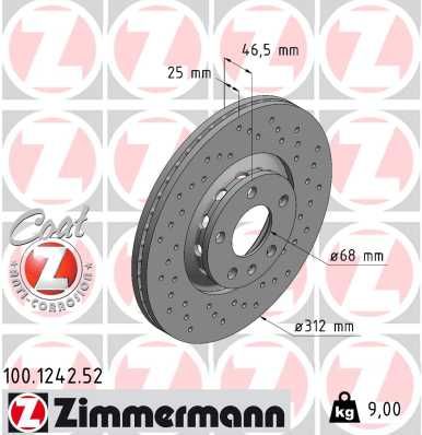 ZIMMERMANN 100.1242.52 - Bremsscheibe