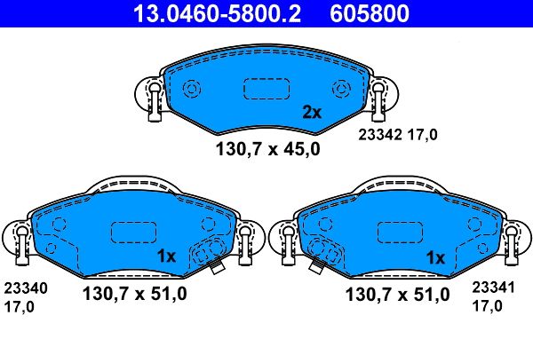 ATE 13.0460-5800.2 - Bremsbelagsatz, Scheibenbremse