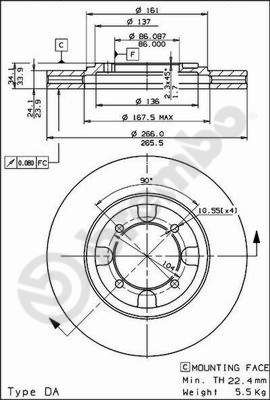 BREMBO 09.5537.10 - Bremsscheibe