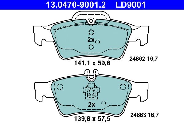 ATE 13.0470-9001.2 - Bremsbelagsatz, Scheibenbremse