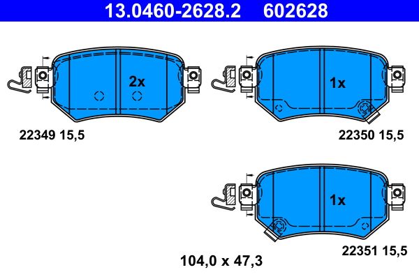 ATE 13.0460-2628.2 - Bremsbelagsatz, Scheibenbremse