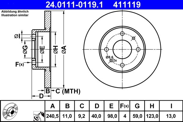ATE 24.0111-0119.1 - Bremsscheibe