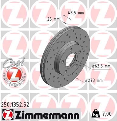 ZIMMERMANN 250.1352.52 - Bremsscheibe
