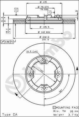 BREMBO 09.3105.10 - Bremsscheibe