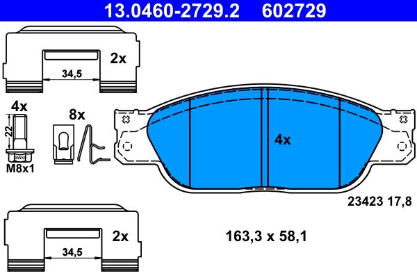 ATE 13.0460-2729.2 - Bremsbelagsatz, Scheibenbremse