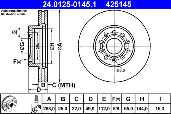 ATE 24.0125-0145.1 - Bremsscheibe
