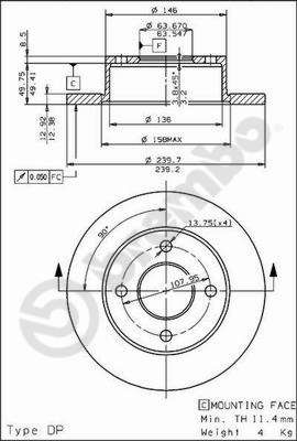 BREMBO 08.4946.20 - Bremsscheibe