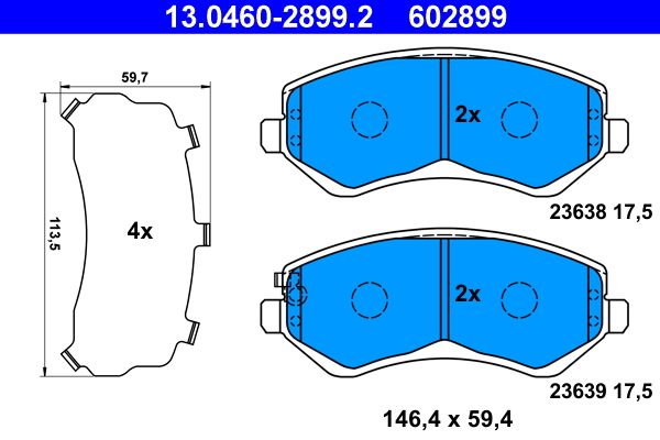 ATE 13.0460-2899.2 - Bremsbelagsatz, Scheibenbremse