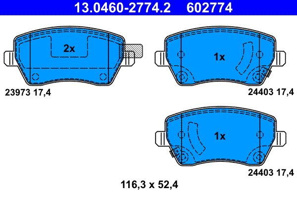 ATE 13.0460-2774.2 - Bremsbelagsatz, Scheibenbremse