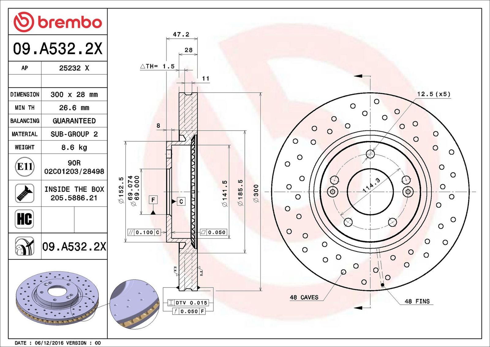 BREMBO 09.A532.2X - Bremsscheibe