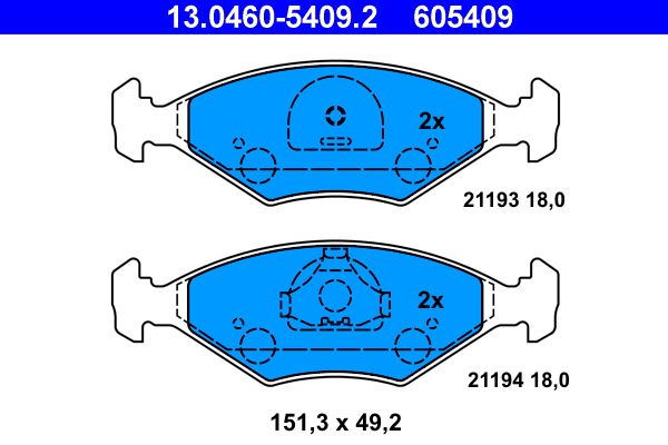 ATE 13.0460-5409.2 - Bremsbelagsatz, Scheibenbremse