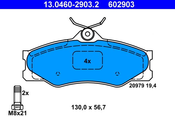 ATE 13.0460-2903.2 - Bremsbelagsatz, Scheibenbremse