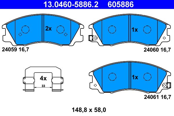 ATE 13.0460-5886.2 - Bremsbelagsatz, Scheibenbremse