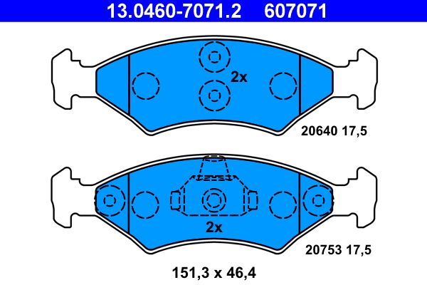 ATE 13.0460-7071.2 - Bremsbelagsatz, Scheibenbremse