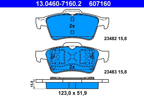 ATE 13.0460-7160.2 - Bremsbelagsatz, Scheibenbremse