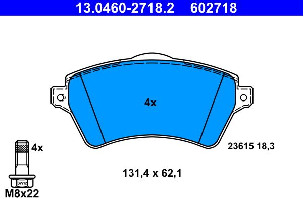 ATE 13.0460-2718.2 - Bremsbelagsatz, Scheibenbremse