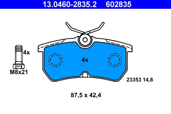 ATE 13.0460-2835.2 - Bremsbelagsatz, Scheibenbremse