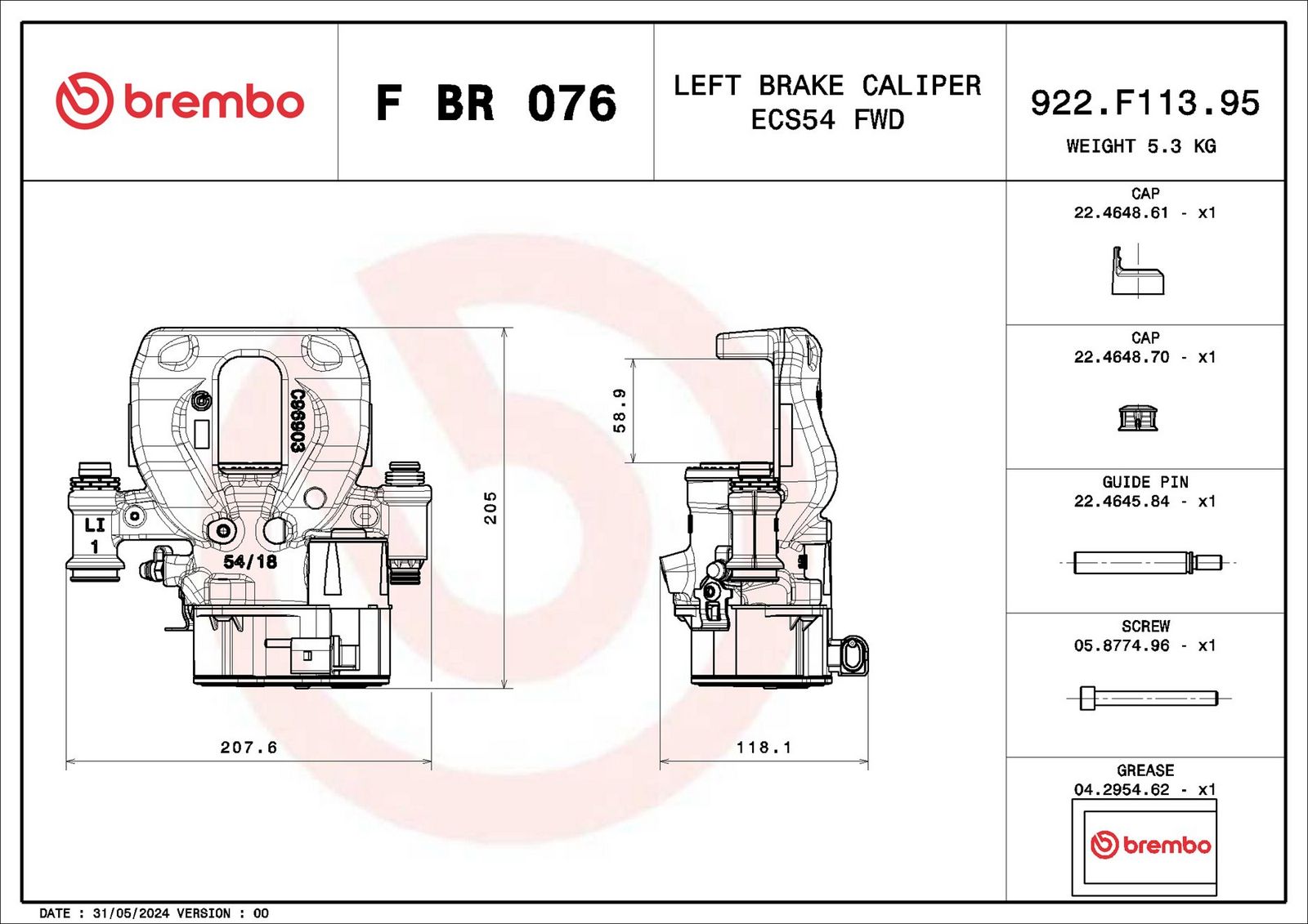 BREMBO F BR 076 - Bremssattel