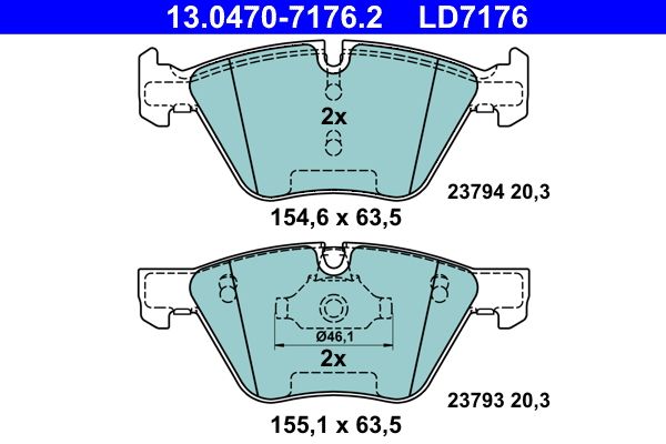 ATE 13.0470-7176.2 - Bremsbelagsatz, Scheibenbremse