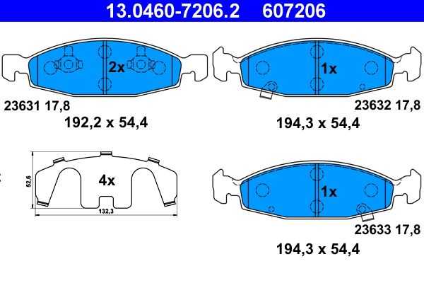 ATE 13.0460-7206.2 - Bremsbelagsatz, Scheibenbremse