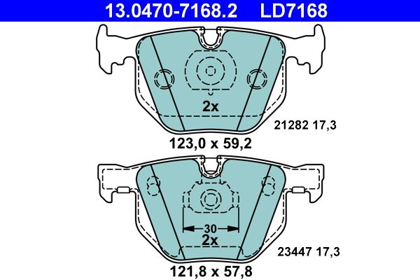 ATE 13.0470-7168.2 - Bremsbelagsatz, Scheibenbremse