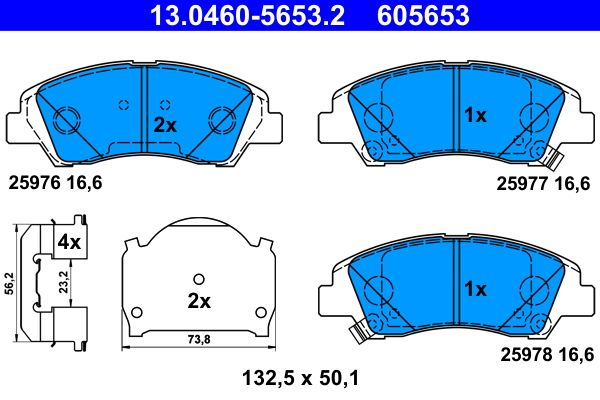 ATE 13.0460-5653.2 - Bremsbelagsatz, Scheibenbremse