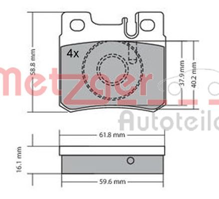METZGER AUTOTEILE 1170158 - Bremsbelagsatz, Scheibenbremse
