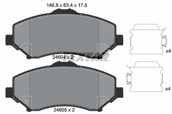 TEXTAR 2460402 - Bremsbelagsatz, Scheibenbremse